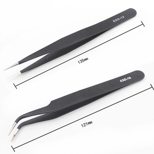 尖头长镊子聂夹子工具直维修弯头毛小捏圆头多用加大不锈钢电子镊