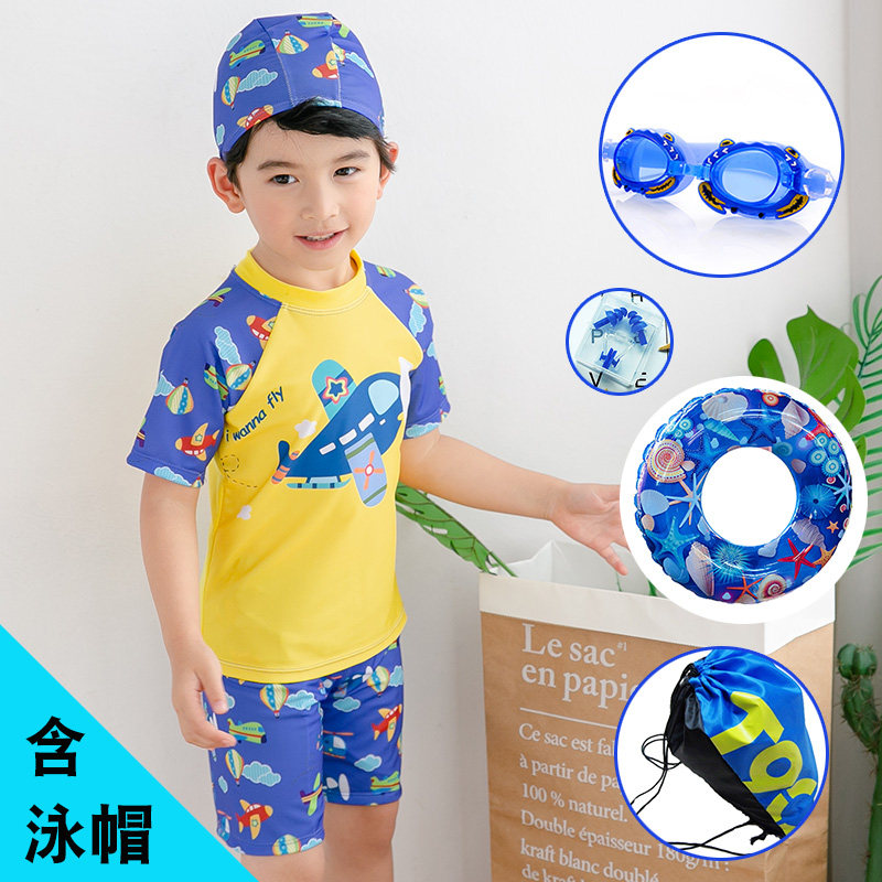 卡通飞机男孩宝宝小童装备泳衣