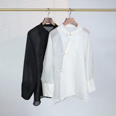 超雅 很仙 26新品 真丝欧根缎 斜襟宽松 新中式叠穿改良旗袍上衣