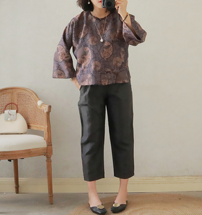 特 珍藏~ 重工色织绫罗紫棕色 改良斜襟新中式风真丝旗袍盘扣上衣