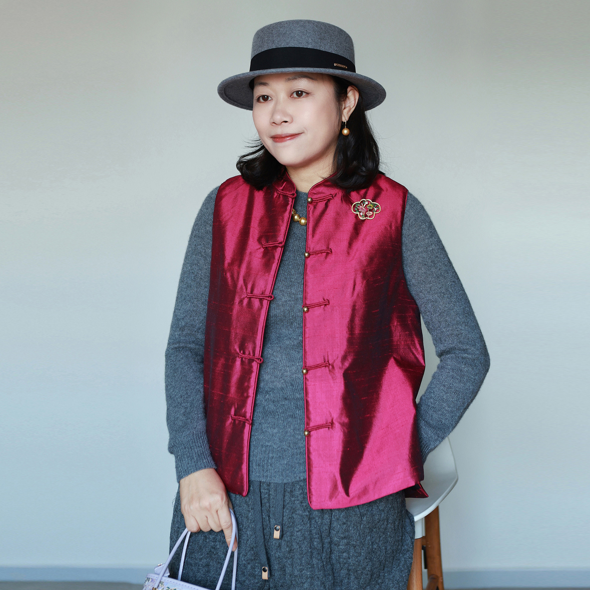 惊艳新到色 25秋冬进口双宫真丝 手工盘扣显瘦新中式夹棉马甲,女装/女士精品,马夹,淘宝优惠券,粉丝福利购,淘宝优惠卷