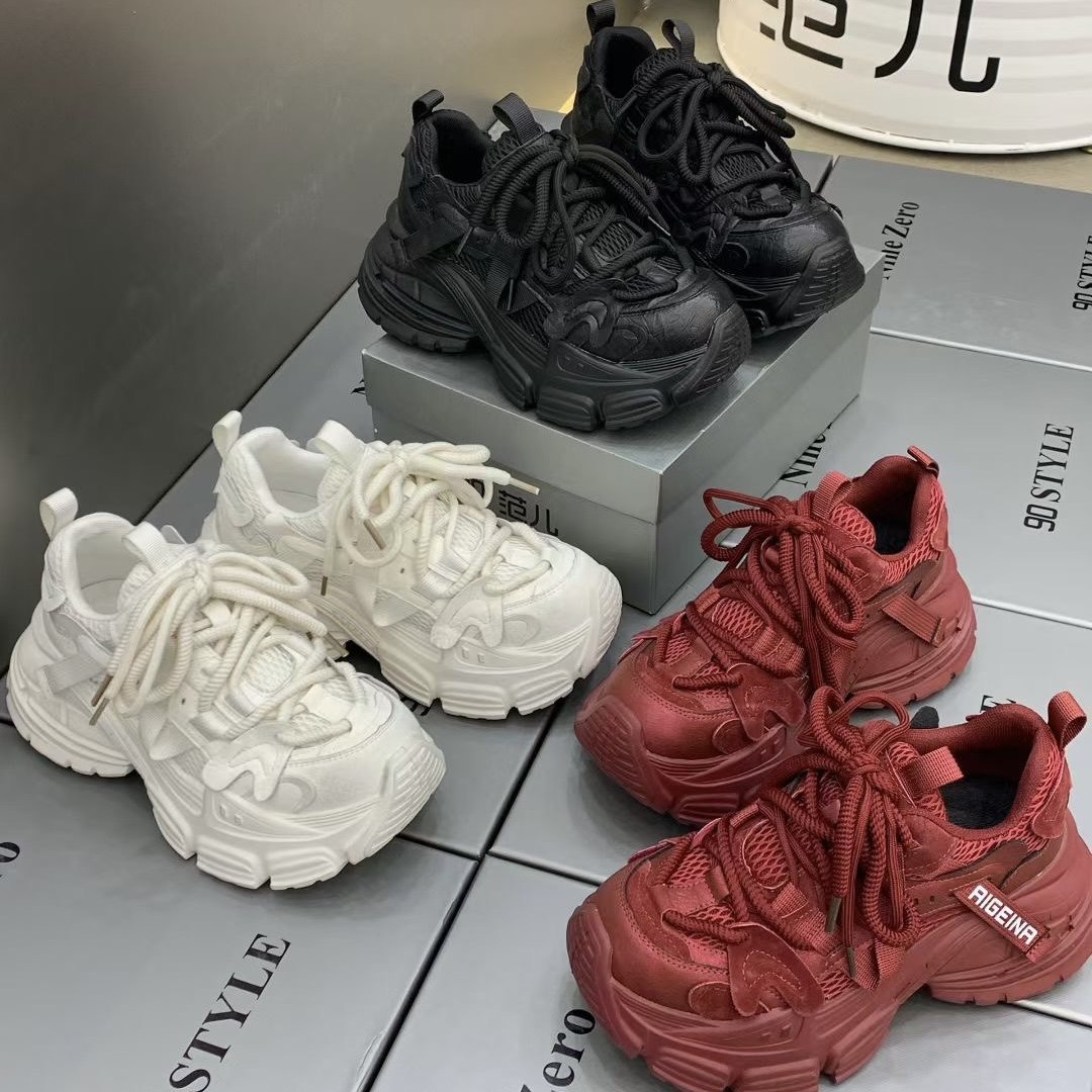 欧洲站厚底老爹鞋女2026新款百搭圆头松糕底绑带透气休闲运动鞋潮,女鞋,时尚休闲鞋,淘宝优惠券,粉丝福利购,淘宝优惠卷