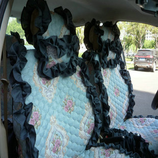 订制女神款四季通用全包汽车坐垫套欧式女士田园布艺花边车座垫套