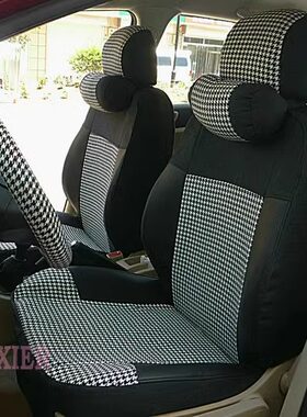 定做千鸟格棉麻四季专用汽车座套