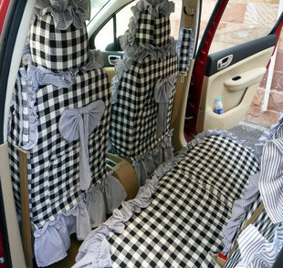 订制女神款四季花边全包专用汽车座套棉麻女士骐达POLO探岳途岳