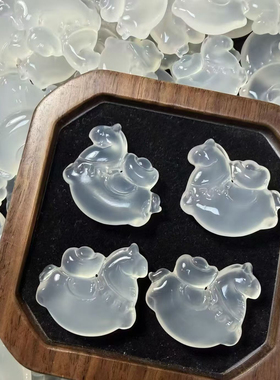 爆款马天然玛瑙马上有钱高冰立体玉髓国风挂件高级锁骨链时尚简约