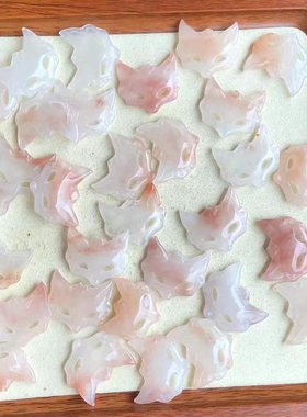 天然桃花玉狐狸面具蝴蝶结散珠子手工编织手链项链配饰配件