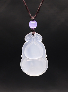 网红同款白高冰玉髓葫芦吊坠项链