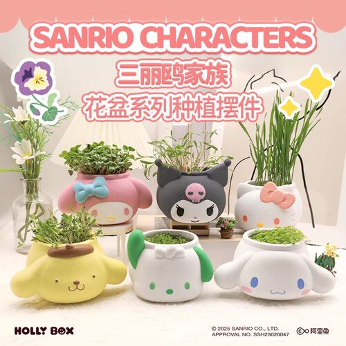 三丽鸥花盆系列种植摆件库洛米盆栽办公室陶瓷盆摆件收纳罐子