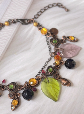 2025新款复古出口原D孤品古铜炫彩水晶松石扇形手链女