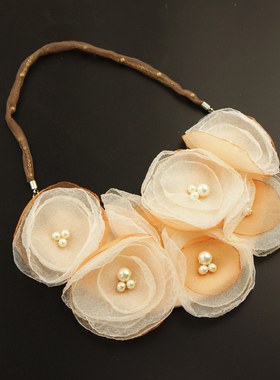 韩版手工花瓣多层甜美风脖子项链