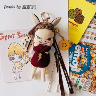 瓶子家萌物 奈良美智 nara 挂件 恶魔天使钥匙扣 包挂 送女友礼物