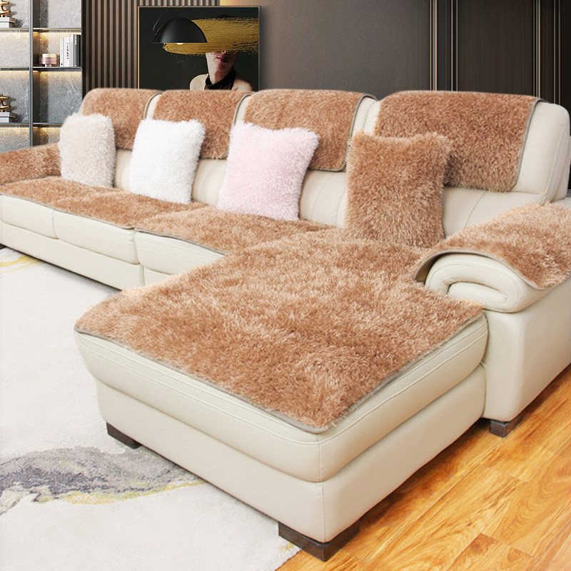 毛绒防滑保暖简约现代皮沙发垫