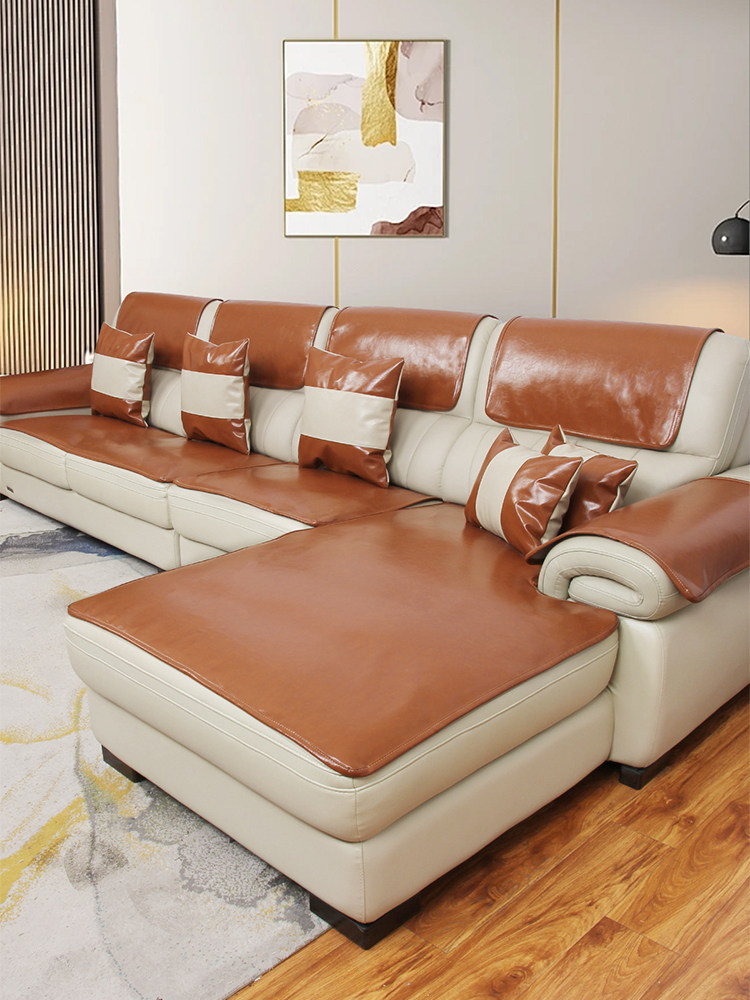 防水皮革沙发垫四季通用皮沙发专用坐垫现代轻奢高级感沙发套罩巾