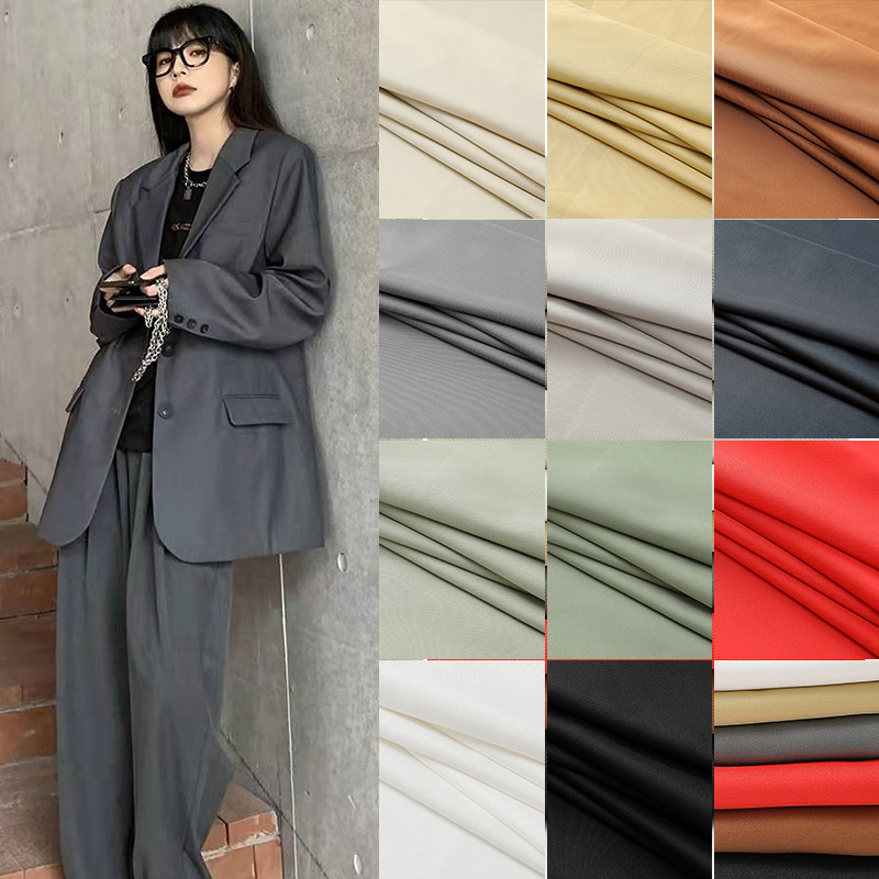 西装制服布料全涤无弹面料工装制服外套哔叽抗皱男女春秋特价清仓