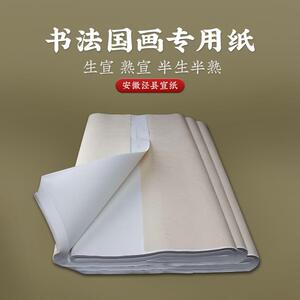 书法国画宣纸 安徽泾县 大尺寸熟萱初学者学生半生半熟画画专用纸