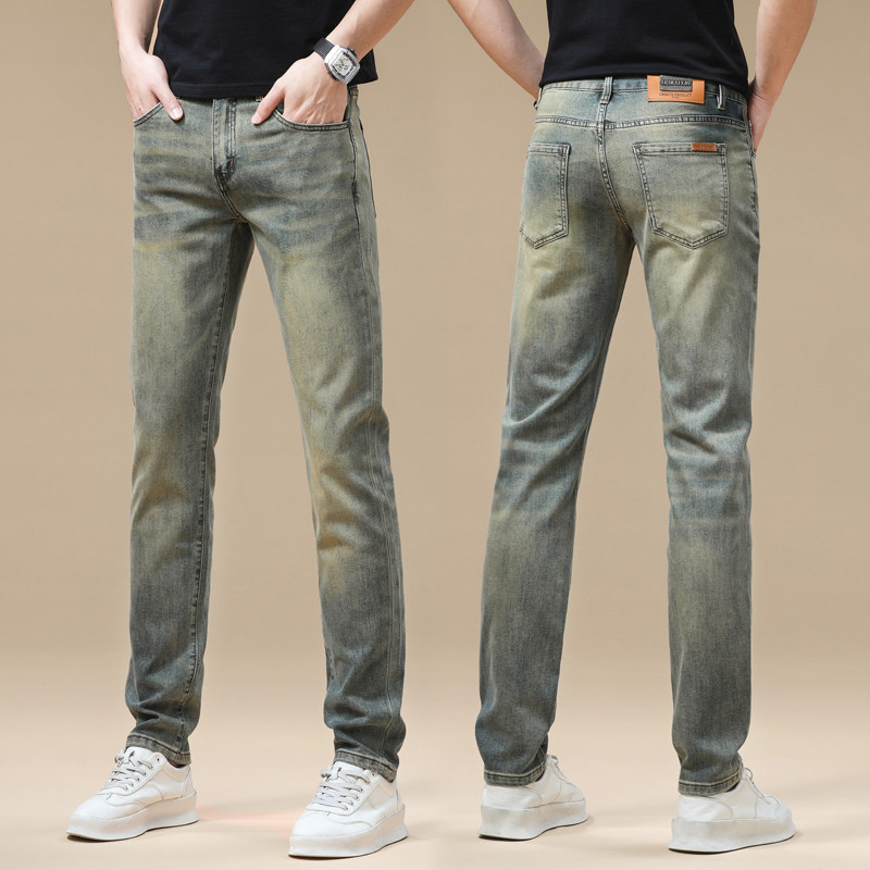 高端潮牌男士牛仔裤复古兰修身百搭小脚裤子男 九分/长裤可选
