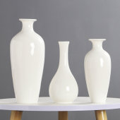 羊脂玉瓷花瓶陶瓷高档花插花器纯白瓷瓶中式 饰摆件德化白瓷 客厅装