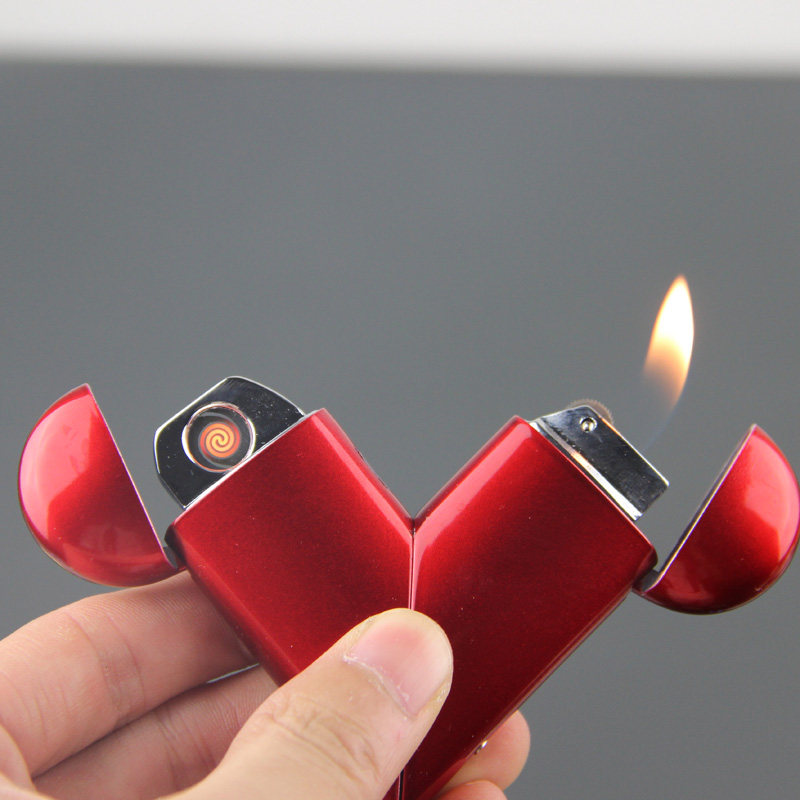 心形打火机 旋转爱心点烟器 魔术变形可折叠个性diy创意礼品定制