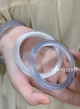 A级冰冰蓝白月光猫眼手镯女清透水光感仙女细条偏光镯子闺蜜礼物