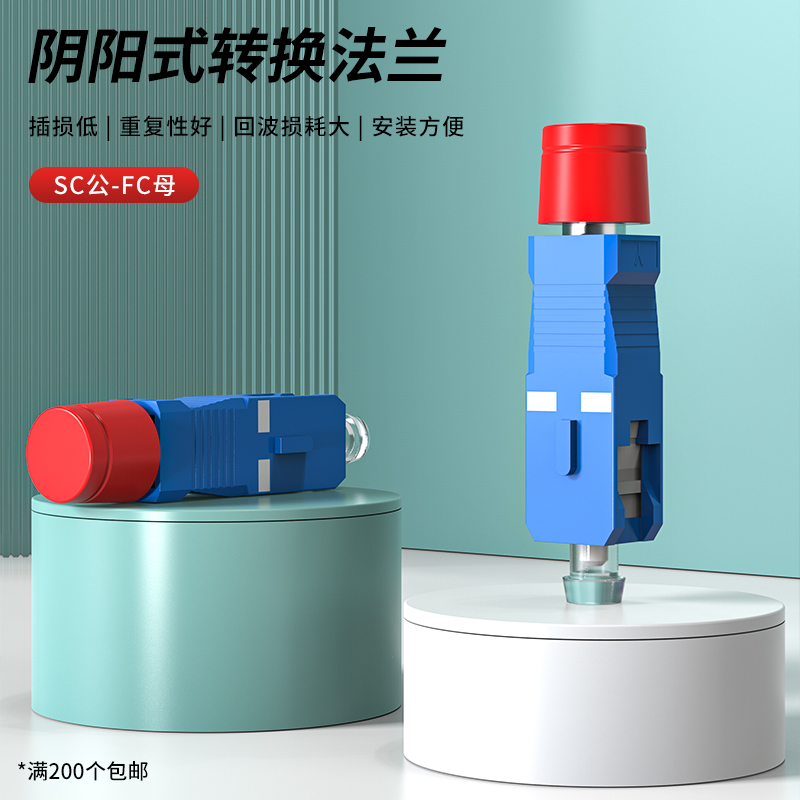 光纤耦合器SC公-FC母阴阳式SC转FC公母快速连接器转换法兰盘光衰减器对接器光纤适配器延长器转接头电信级