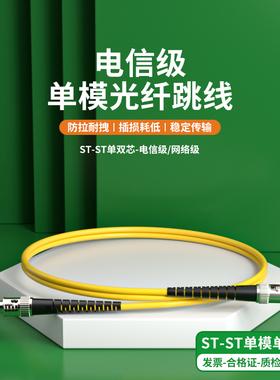单模光纤跳线ST转ST单芯光纤跳线st-st尾纤延长线光纤线3米双芯跳纤5G机房圆转圆5/10/15/20/30m网络级电信级