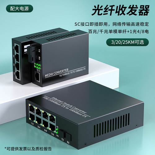 光纤收发器1光1/4/8电光电转换器