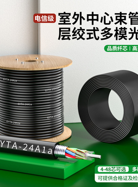 室外GYXTW/GYTA铠装多模光缆线中心束管式层绞式光纤线4/6/8/12/24/48芯线缆户外光钎线架空直埋3000米带木轴