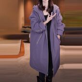 多巴胺紫色连帽棉服女2025秋冬新款 中长款 宽松加厚冲锋衣棉衣外套