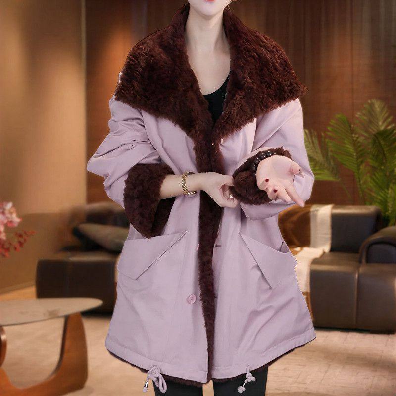 2025冬季新款设计感洋气保暖加厚外套休闲宽松大外套冬日简约通勤