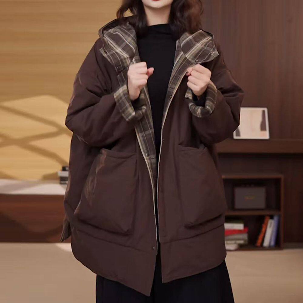 保暖休闲连帽高级棉服外套大码新款宽松时尚棉衣冬季胖mm巨好看的