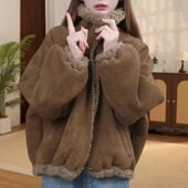 羊羔绒外套秋冬新款 2026新年战袍韩版 时尚 休闲宽松加绒保暖复古衣