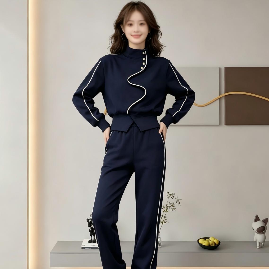 时尚高级休闲运动套装早秋搭配一整套立领洋气卫衣女新款2026爆款