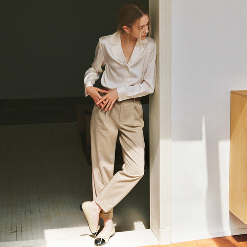 高腰显腿直通勤法式长裤