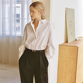 Fiction 通勤男友白衬衫 法式 Into 袖 扣宽大廓形长袖 挺括量感衬衫