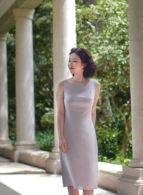 Into Fiction高级醋酸面料老友记瑞秋裙 遮副乳露锁骨显瘦连衣裙