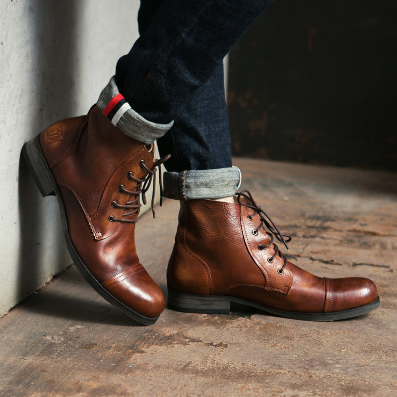 新品欧美复古马丁靴 真皮英伦耐磨男靴 潮流男士靴系带圆头短靴|msdalam kategori Kasut lelaki popular, but - dari Buy2taobao.com untuk memberikan perkhidmatan ejen Taobao profesional membeli