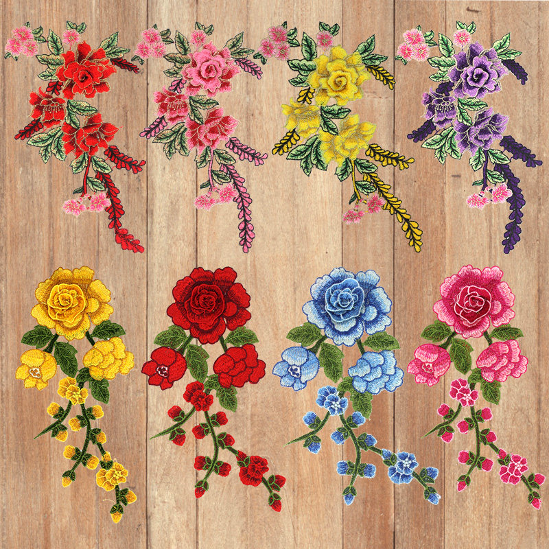 补丁贴刺绣贴布中式花朵大布贴图案旗袍民族衣服装饰辅料绣花贴片