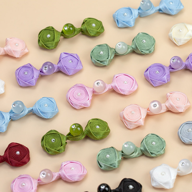 旗袍盘扣扣子新中式玫瑰花带钻扣国风汉服唐装手工编织纽扣辅料女,居家布艺,纽扣,淘宝优惠券,粉丝福利购,淘宝优惠卷