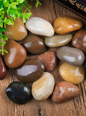 五彩雨花石抛光白色鹅卵石精品填充装饰阳台户外小庭院自然石头