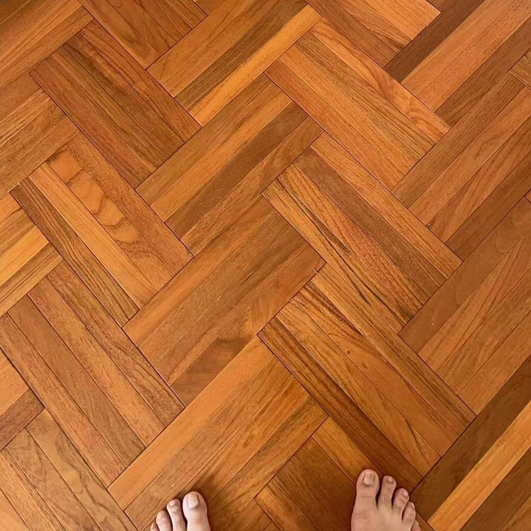 柚木纯实木地板极窄小人字拼四方拼多拼接DIY风格原木