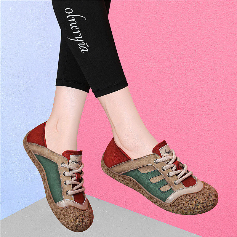 品牌真皮德训鞋女2026新款爆款春秋平底软底运动休闲板鞋阿甘鞋子