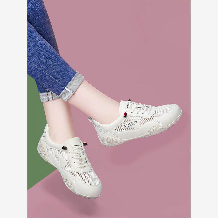 真皮小白鞋女款2025新款夏季薄款网面透气旅游休闲运动小皮鞋平底