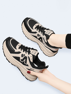 真皮老爹鞋女款2025新款秋冬季炸街爆款轻便厚底皮面休闲运动鞋子