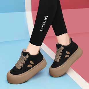 棉鞋女款2025新款丑萌大头面包鞋女冬季加绒小白鞋女厚底运动板鞋