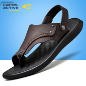 凉鞋 2025年新款 夹趾皮凉鞋 骆驼动感男士 男真皮夹脚趾潮流沙滩鞋 男