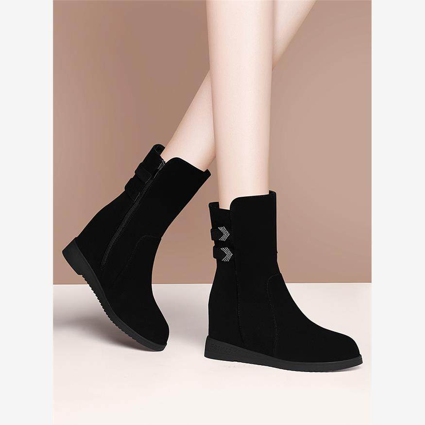 品牌马丁靴女款2025新款秋冬加绒英伦风短靴厚底内增高保暖雪地靴