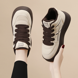 棉鞋女款秋冬季2025新款爆款加绒厚底板鞋平底运动休闲软底面包鞋