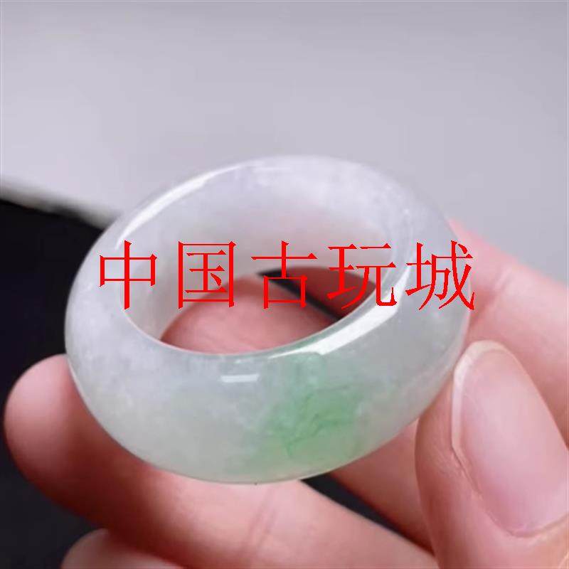 老坑珠宝缅甸翡翠色戒指玉石货冰种飘绿男女款处理指圈高级感冰凉