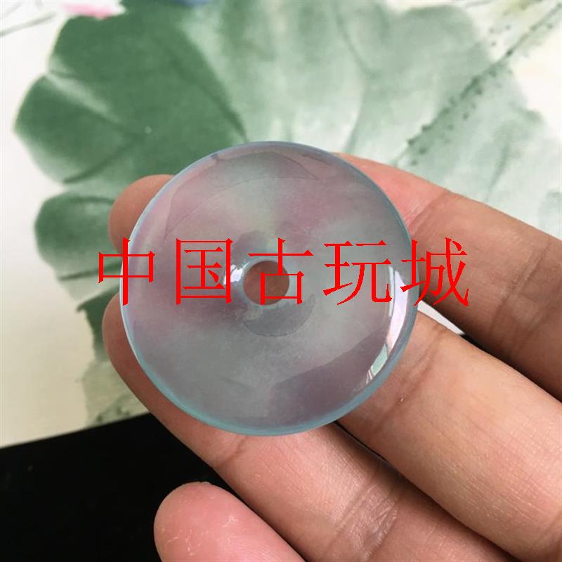 精品缅甸老坑翡翠色高冰平安扣玉坠百搭复古款冰种平安扣翠玉吊坠
